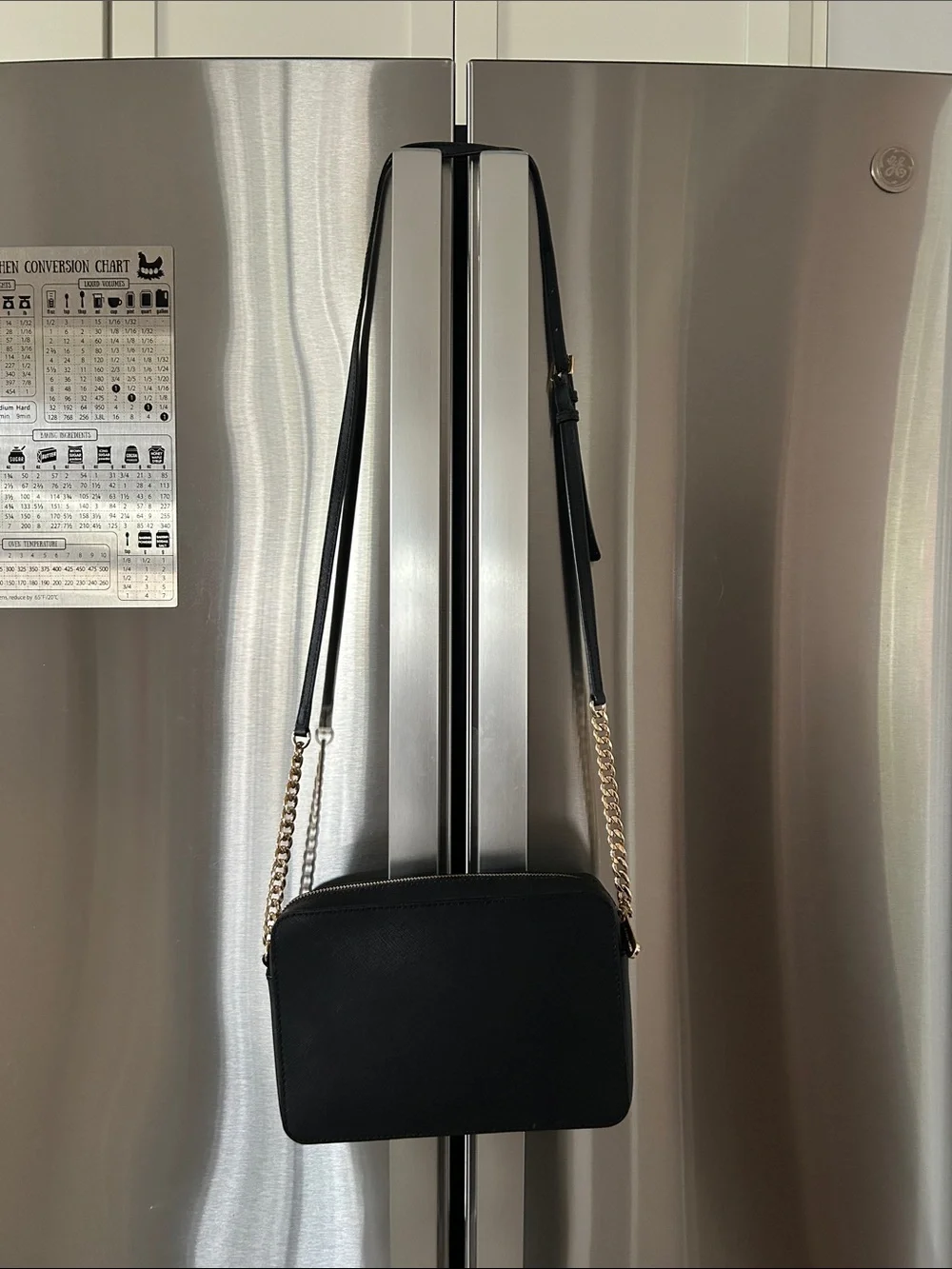 Michael Kors Black Crossbody with Gold Chain Strap
